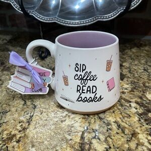 Sunday Morning Ceramics SIP COFFEE READ BOOKS oversize coffee mug - Brand New!